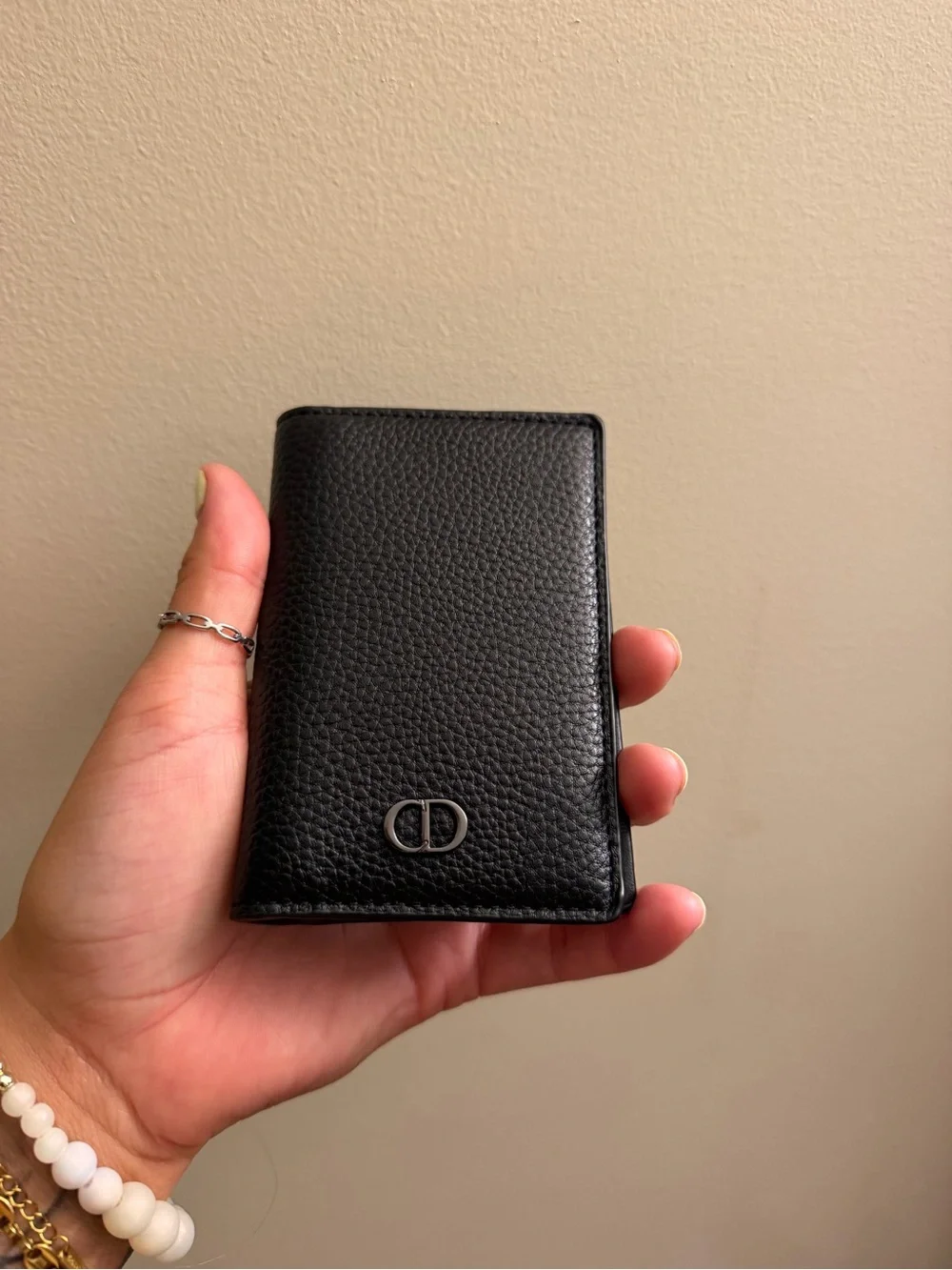 Dior Black Textured Leather Card Holder wallet
